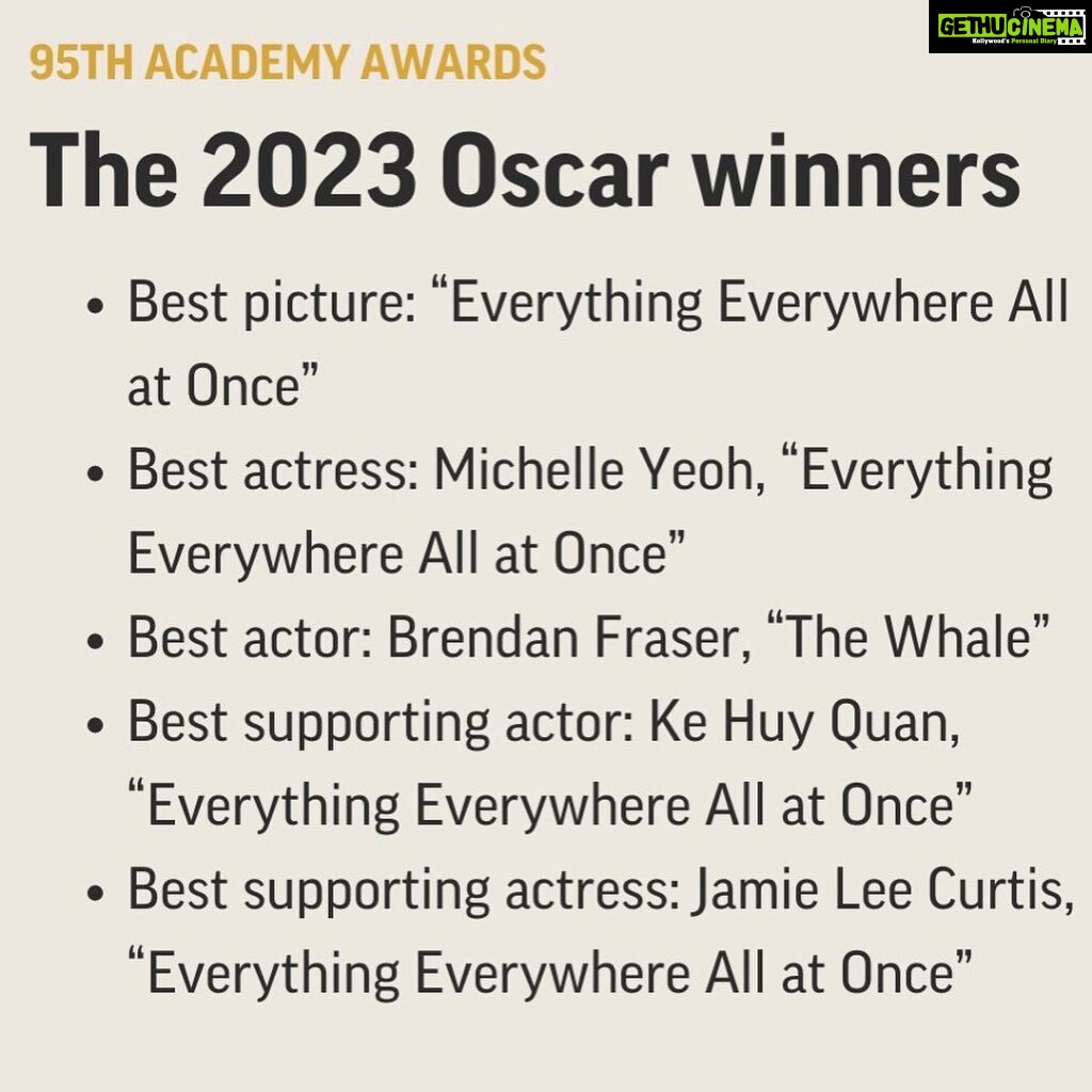 Tovino Thomas Instagram - What a great day for Indian cinema! RRR and The Elephant Whisperers making our presence felt at the Oscars. And what a delight to see our childhood hero Brendon Fraser back in the game! A wholesome Oscars indeed.