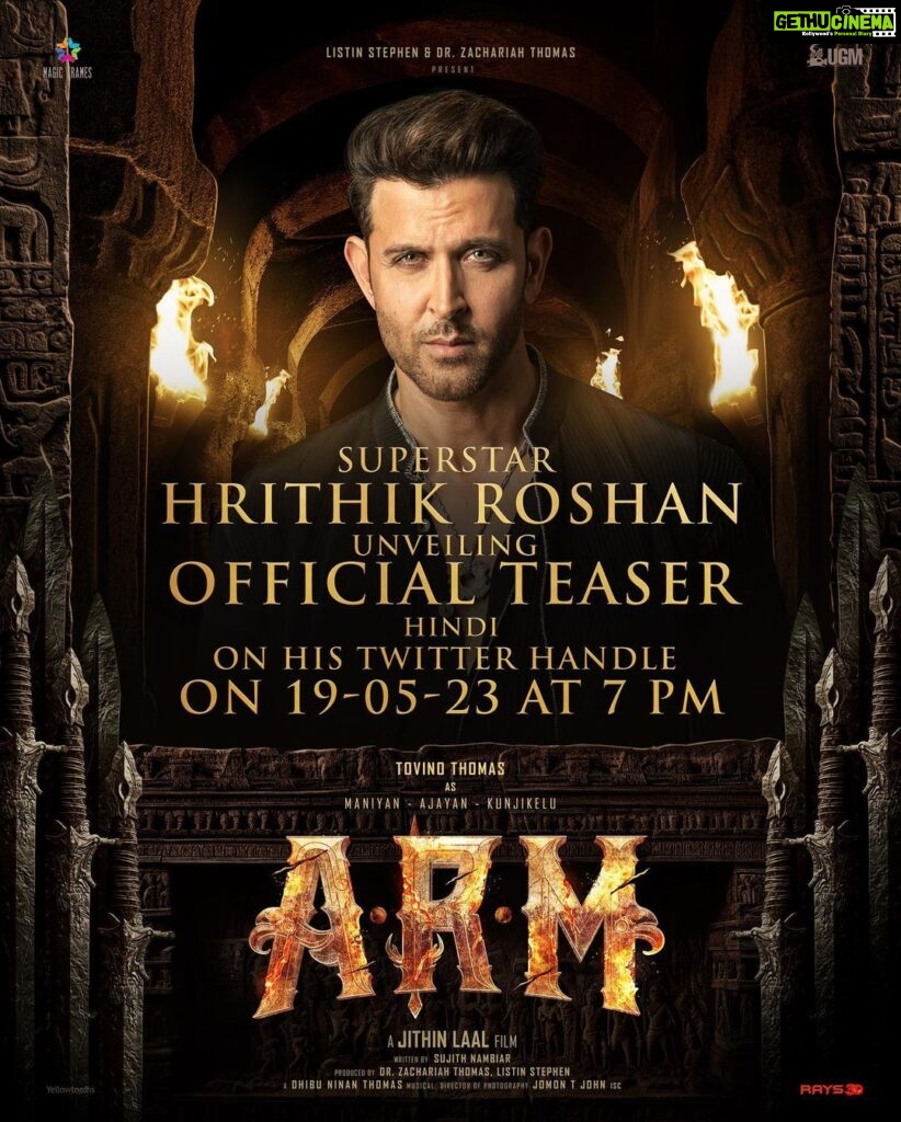 Tovino Thomas Instagram - @hrithikroshan 🤩 #ARM #hindi #teaser1 #ajayanterandaammoshanam