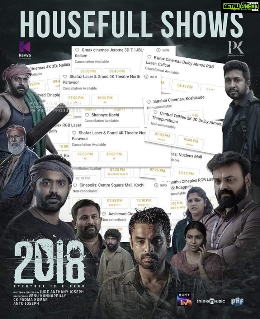 Tovino Thomas Instagram - Thank you all 🙏😊! Malayalam cinema is back with houseful boards all over ❤️❤️. Experience an unforgettable cinematic experience on the big screen near you. #2018EveryoneIsAHero is now running in cinemas!!