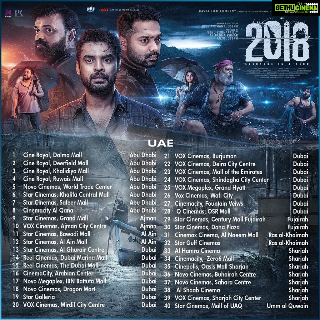 Tovino Thomas Instagram - 2018 Outside India Theatre List !!