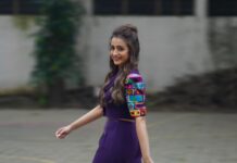 Trisha Instagram - Walking my way into…😈 Wearing @minisondhiofficial Earrings @wrapgame.co Rings @overrated92.5silver @mediatribein Shoes @charleskeithofficial Styled by @ekalakhani @malinikarthikeyan @team___e Hair @rohini_hairstylist Makeup @uspawar3 Shot by @thestoryteller_india @lyca_productions #Raangi #TrishaKrishnan #Trisha