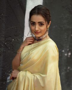 Trisha Instagram - 😇🎬🧿
#thalapathy67 
Wearing @dakshinam_sarees 
Jewellery @grtjewellers 

Styled by @ekalakhani @malinikarthikeyan @team___e 
Hair @rohini_hairstylist 
Makeup @uspawar3 
Shot by @thestoryteller_india