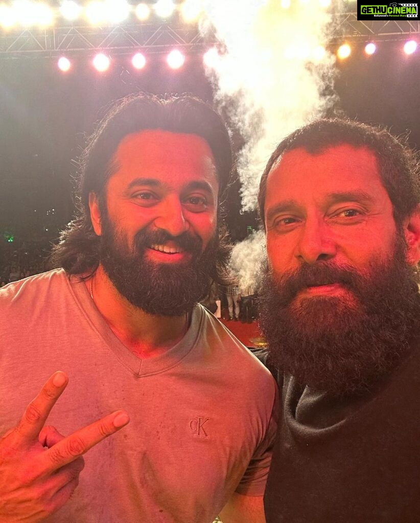Unni Mukundan Instagram - Finally after a decade long wait… got to meet my icon ❤ THE GOAT ⚡ He then not only accepts my request of taking a pic together, he called my name amongst the thousands gathered (was never needed, but that’s how humble he is) he treated me with love and respect , he hugged me and showed me why he the most loved respected and deserved superstar of all. ! @the_real_chiyaan !! Wishing the best for PS2 Sir ☺