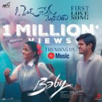 Vaishnavi Chaitanya Instagram - ❤️❤️❤️🥹🥹🥹 1️⃣ Million+ views for #ORenduPremaMeghaalila - #BabyFirstSingle Trending on YT & @spotifyindia 💥 ✍️ @anantha.sriram 🎤 @sreeramachandra5 and Kids Chorus 🎹 @vijai_bulganin #babythemovie @ananddeverakonda @sairazesh @sknonline @maruthi_official @virajashwinjarajapu @dheerajmogilineni @massmoviemakers @sonymusic_south @gskmedia_pr @housefull.digital