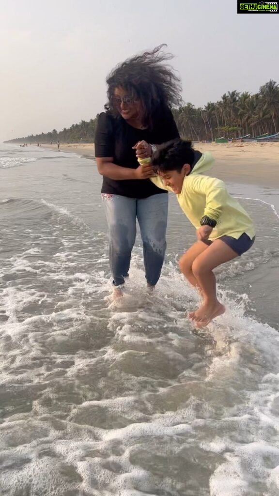 Veena Nair Instagram - mine. My life .my world .my everything. My ambuchan 💕❤️💕 u r my strength. U r my happiness. U r my lifeline. U r my happypill ❤️❤️❤️❤️💕💕😘 Thank god. Thikkodi Drive-In Beach
