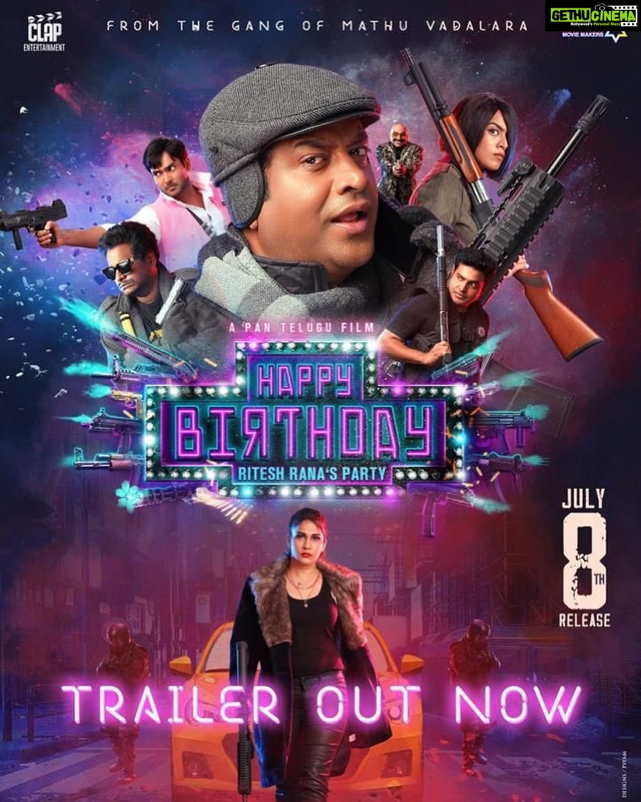 Vennela Kishore Instagram - The party crashers are here to make you laugh with all guns blazingš„ #HBDMovie Trailer Out Now - youtu.be/QBnAQrVn8pE #HappyBirthday #HBDMovieOnJuly8 @itsmelavanya @riteshrana.g @nareshagastya #Satya @bhairavudu @clapentrtmnt @mythriofficial @sonymusic_south