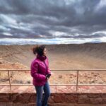 Vidhya Instagram – Best-preserved meteorite crater on Earth🙂
It is 50,000 years old and about 3,900 ft (1,200 m) in diameter, some 560 ft (170 m) deep, and is surrounded by a rim that rises 148 ft (45 m) above the surrounding plains. Meteor Crater Natural Landmark