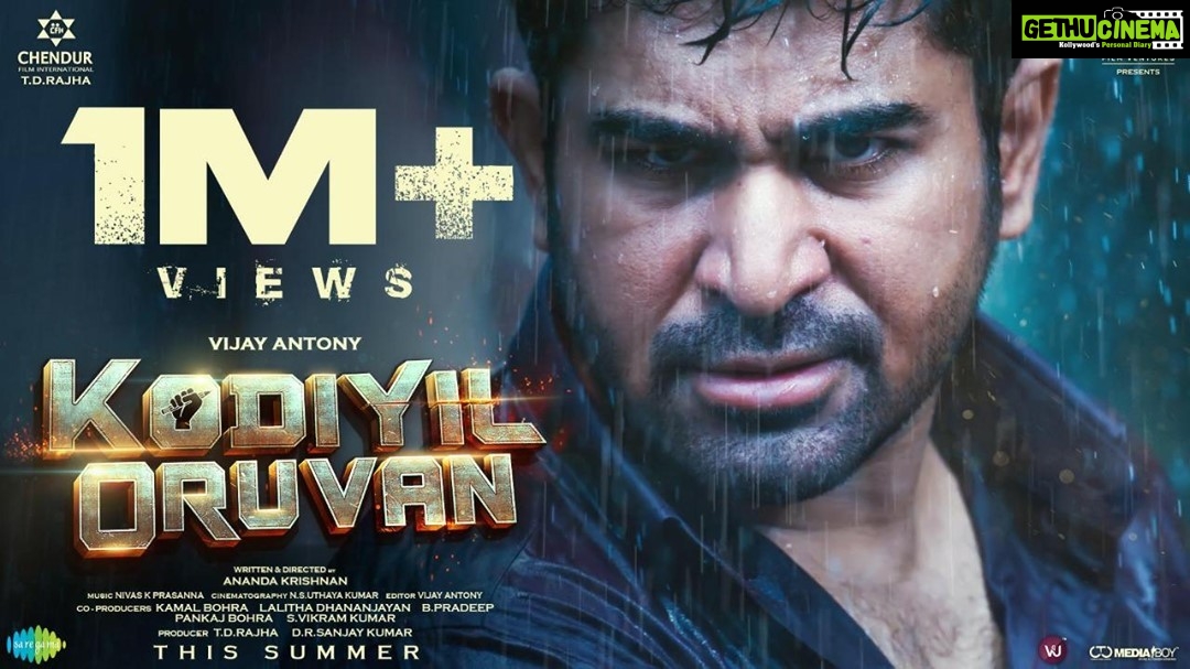 Vijay Antony Instagram - Thank you friends for the One Million love!! #KodiyilOruvanTeaser I am grateful for your unwavering Love and support😊🙏🏻. Congratulations to my #KodiyilOruvan #கோடியில்ஒருவன் akananda and team 🤝💪