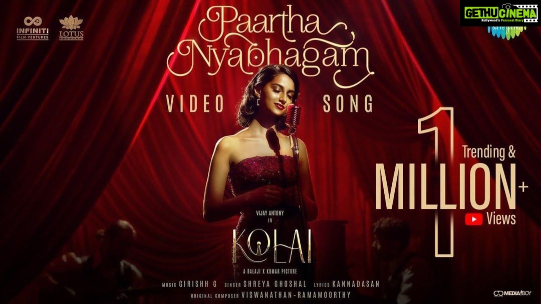 Vijay Antony Instagram - 1️⃣Million+ hearts for everlasting retro song #PaarthaNyabhagam #Kolai 🎶 @girishhgopal 🎤 @shreyaghoshal Directed by @dirbalajikumar Produced by @infinitifilmventures & @lotuspictures.ig Starring @ritika_offl @meenakshichaudhary006 @sharma_murli @radikaasarathkumar @johnvijayofficial @sidshankar_ @actorkishorekumar @arjunchidambaram @samkitbohra_ @minotiramachandra @milton_obadhia @chiraag_ranka @s1suresh_moorthy Producers @bohra.Kamal @dhananjayang2 #Pradeepb @bohra6486 #tansridoraisingam @sidshankar_ @rvs.ashokkumar Technicians @vijayansivakumar @girishhgopal @selva_rk @maheshmathew0602 #KArusamy @svijayrathinam @art.rameshacharya #pradeeeeep @shimona_stalin @snehamnj @asthabisani @tuneyjohn @donechannel1 @ctcmediaboy @saregamatamil #SaregamaGlobal
