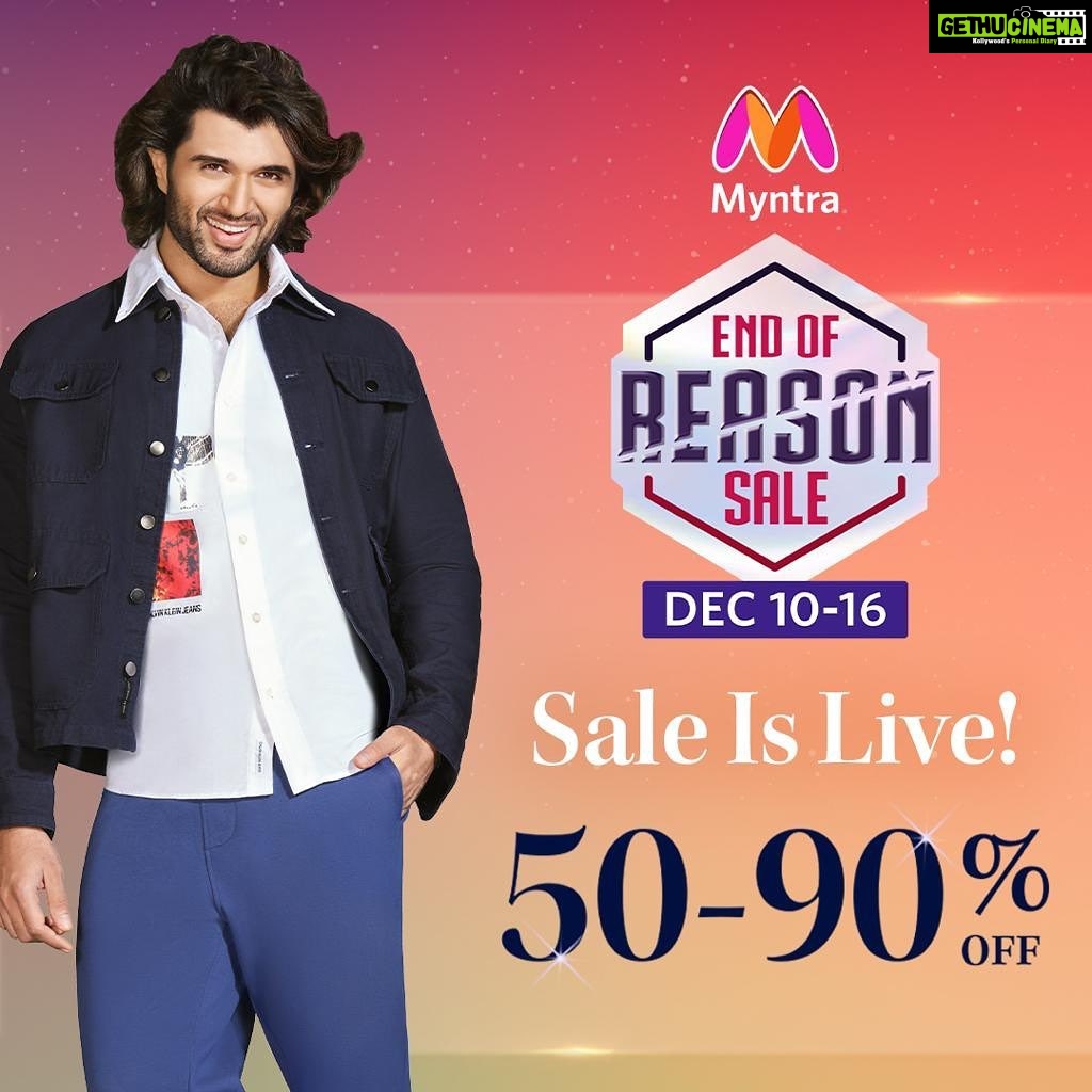 Vijay Deverakonda Instagram - The wait is over! India’s Biiiiiiiiiiiiiiggest Fashion Sale, #MyntraEORS is NOW LIVE from 10th to 16th December! Download the @myntra app to shop now. #MyntraEORSIsLIVE #MyntraEndOfReasonSale #IndiasBiggestFashionSale #VijayDeverakondaStyledByMyntra