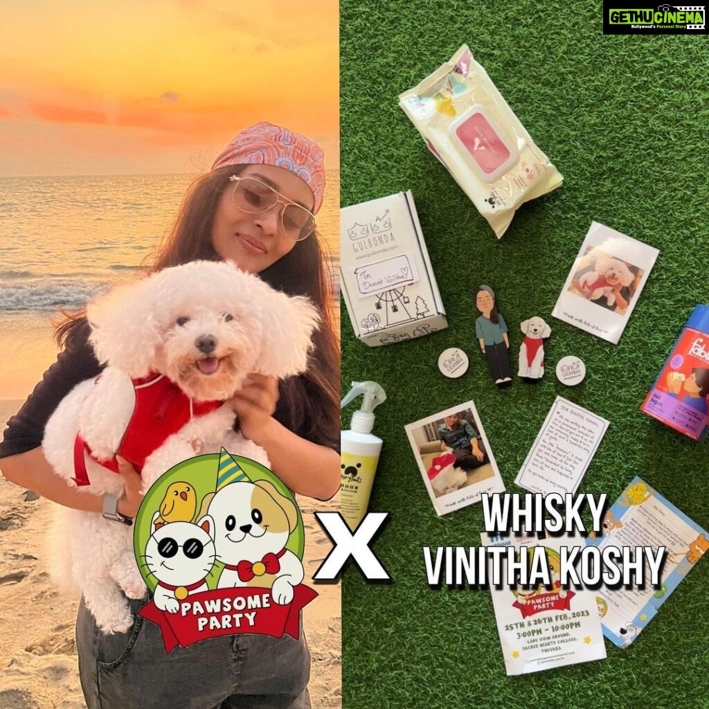 Vinitha Koshy Instagram - Thank you so much @pawsome_party @lalarelations for the adorable gifts for whisky 🥰❤ Get ready for the Pawsome Party Time on February 25th and 26th 🐾