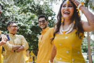 Vishak Nair Instagram - Haldi 🌼

Photography @lightsoncreations

Styled by @styledbyzoya_ 

Outfit for Vishak @men_in_q_wedding 
Outfit for Jayapria 
@chaaya.in