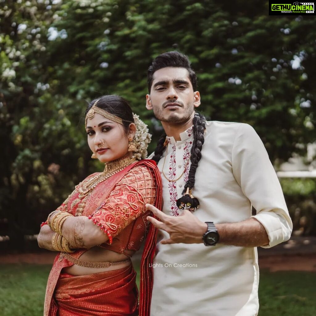 Vishak Nair Instagram - Muhurtam 🌷 Photography by @lightsoncreations Styled by @styledbyzoya_ Assisted by @__eb___it Outfit for Vishak @men_in_q_wedding Outfit for Jayapria @chaaya.in Mua for Jayapria @aishwaryakarayilofficial Mua for vishak @soorajskofficial MoonGate Events Venue