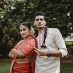 Vishak Nair Instagram - Muhurtam 🌷 Photography by @lightsoncreations Styled by @styledbyzoya_ Assisted by @__eb___it Outfit for Vishak @men_in_q_wedding Outfit for Jayapria @chaaya.in Mua for Jayapria @aishwaryakarayilofficial Mua for vishak @soorajskofficial MoonGate Events Venue