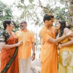 Vishak Nair Instagram - Haldi 🌼🌼 Photography @lightsoncreations Styled by @styledbyzoya_ Outfit for Vishak @men_in_q_wedding Outfit for Jayapria @chaaya.in MoonGate Events Venue