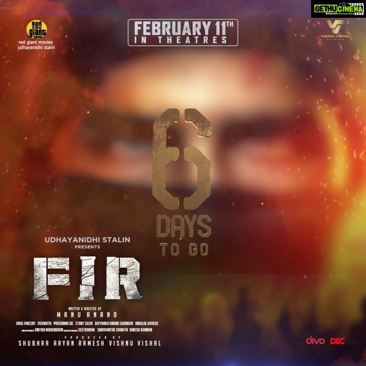 Vishnu Vishal Instagram - #FIR - 6️⃣ days to go for the release in cinemas! @thevishnuvishal @redgiantmovies_ @iammanuanand @gauthamvasudevmenon @manjimamohan @raizawilson @reba_john @maala.parvathi @vincentarul @musicashwath @editor_prasannagk @silva_stunt @divyanka.anand @lalindulal @poorts_20 @identlabs @shamm_spm @hafeez.am @valentino_suren @koothan @thanga_18 @proyuvraaj @prathool @kunaldaswani @divomovies @chaaru_mathi03 @shravanthis @sidwavez @teamaimpro