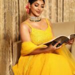 Yaashika Aanand Instagram - Choose ur fav 💛🌻 . Makeup and hair : @pl_makeupacademy_france Photo : @pl_clicks Outfit: @kalki.fr . . . . . . . . #yashika #kollywood #ethnicwear #bride #viral #explore