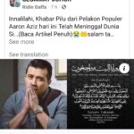 Aaron Aziz Instagram – Kalau tak baca betul betul npk mcm kali kedua saya di ‘meninggalkan’ oleh blog blog sedih seperti ini. Kali ke tiga 3 saya di fitnah tahun ni. Apa masalah orang2 ni eh? Atau you thinks its funny? Anak saya 2 orang di luar negara dan negeri. Tolong la fikir cara lain nak promote site anda.