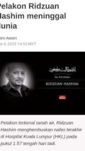 Aaron Aziz Instagram - Salam Takziah buat keluarga Allahyarham Abg Ridzuan Hashim Allahumaghfirlahu warhamhu wa’afini wa’fuanhu. Salam Takziah buat ahli keluarga arwah. Semoga ALLAH AZZA WAJALL ampuni segala dosa dosa arwah. Ameen Ya Rabbala’lamin