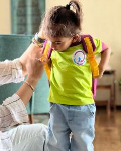 Addite Shirwaikar Malik Instagram - Every first is special.. Mimi says..My first school uniform, I love it as green is  my fav colour too.. It was indeed a Happy First day , new friends, new teachers , new toys.. I loved it all..Mimi & Baba told me to remember just one thing while I head out to explore ‘Be yourself’