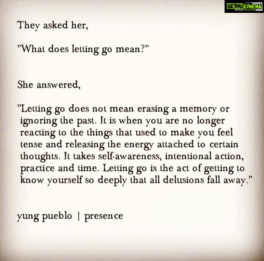 Amala Paul Instagram - #Repost @yung_pueblo ・・・ Old patterns do not give up easily. They will try to keep pulling you into reactions that lead to past behavior. But in time, after not feeding them for a while and continually practicing your ability to pause and respond, they weaken and become easier to let go. They may still appear as an option occasionally, but they do not have the same strength as before. This is the turning point, the shift that changes everything, the leap forward you have been waiting for, the victory where it becomes clear that you have moved beyond the past and into a new life where you have matured enough to intentionally be your own person. Vipassana meditation in the Goenka tradition has helped me deeply with letting go, but I know that different things work for different people. Every individual has unique conditioning. If you are open to it, please share what practices have helped you let go. It is great to see what is working for people. Sending love to all 🙏🏽🌎 #yungpueblo