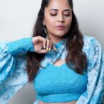 Anasuya Bharadwaj Instagram - “Blue”ming 🦋💙 @gaurinaidu ✨ @makeupbysiva 💄 @telusivakrishna 👩‍🦰 @valmikiramuphotography 📸 @kalyansunkara 🧑🏻‍💼 @umediaentartainments ⭐️