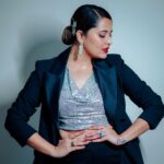 Anasuya Bharadwaj Instagram - Access to my energy is a privilege 🖤 For an event in Srikakulam 🤍 Styled by @rishi_chowdary 🤗 MUA : @makeupbysiva 💄 Hair : @telusivakrishna 👱‍♀️ Pic edits : @teamartviewworks 🥰 Earrings : @houseofqc ✨