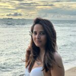 Anasuya Bharadwaj Instagram - As we reach the middle of June.. I don’t want the gram to miss some moments captured unfiltered.. totally glowing from the nature and from within me 🥰..from one of my most memorable trips this year so far 🌊🧜🏻‍♀️💙 PC: My very talented man @susank.bharadwaj 😘