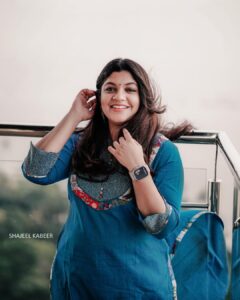 Aparna Balamurali Instagram - Thankam promotions 💙 Wearing: @byhand.in Shot by: @shajeel_kabeer