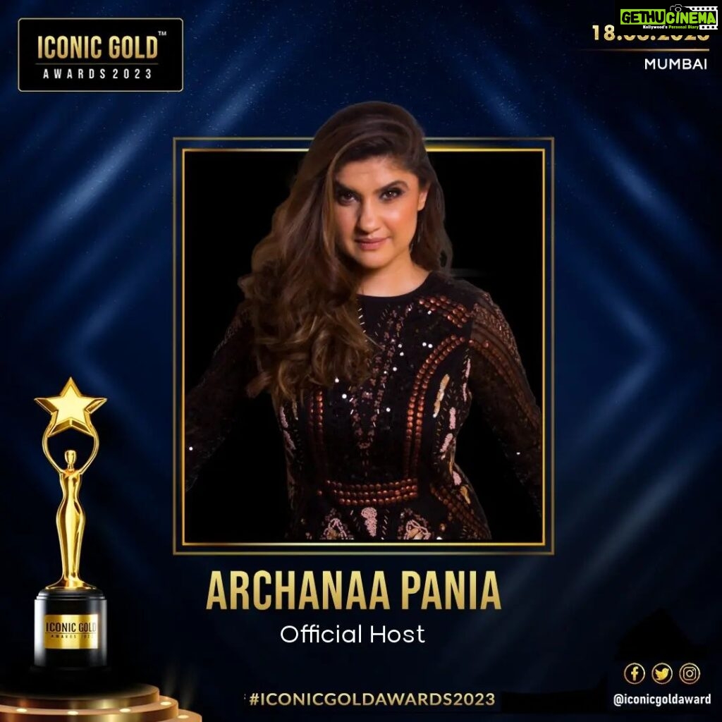 Archana Instagram - We are happy to announce the host of this prestigious award night is Archana Pania. The star is ready to thrill you with her performance. Welcoming you with all love! . . . . #iconicgoldawards2023 #iconicgoldawards #iconicgold2023 #iconicgold #awardceremony #awardshow #rrahulsudhir #bollywoodstars #CBTFIconicGoldAwards2023