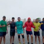 Arya Instagram - Life is not about waiting for the storm to pass. It’s about learning to run in the rain 😍😍😍 @santo23231 @kalaiyarasananbu #beachrun #rainrun #running #fitness