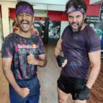 Arya Instagram – #boxing #santhoshmaster @chennaimmatrainingacademy with partner ironman @ironman.manjunath #fitness