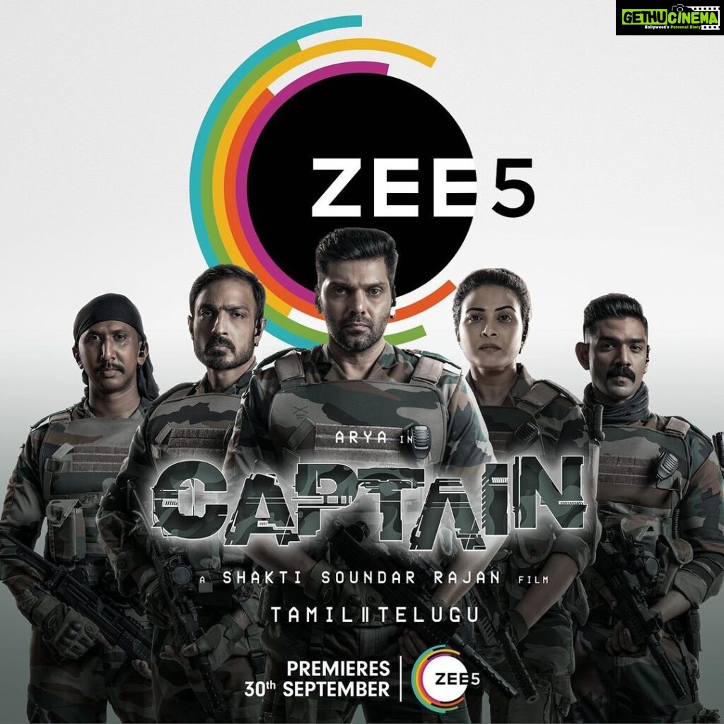 Arya Instagram - The hunt begins soon! #Captain #ZEE5 #ZEE5Tamil @zee5tamil @aishu__ @malavikaavinash @gokulnath_off @simranrishibagga @adithyamenon.actor @harishuthamanofficial @immancomposer @thinkmusicofficial @shaktisoundarrajan