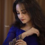 Bhama Instagram - NavyBlue georgette Anarkali set with beautiful embroideries of knots, sequence and cutbead bunches on the yoke and sleeves. And pairing with soft net dupptta with all over embroidered border with butta work from the Vaasuki designer collection. - DM for Price and Purchase “Be A Royal Vaasuki “💙 Thank you @ajinfotokada 💙