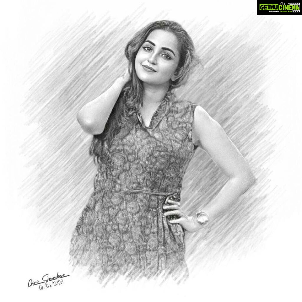 Bhama Instagram - Thank You 😊 Pencil ✏ portrait drawn by artist Girisankar @mentalist_girisankar @d_boy_with_d_crown