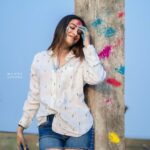 Bhanu Sri Mehra Instagram - May God gift you color's of life, joy, happiness, friendship, love ❤️ and all the other colors you want to paint 🎨 in your life ✨️ "HAPPY HOLI 2023" Click : @manoj_gangula Make up & Hairstyle: @deepthimakeoverartistry #holli #festival #colors #happiness #peace #enjoylife #behappy #bhanusree🔥❤️ #hybridpilla