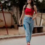Bhanu Sri Mehra Instagram - She acts like summer ☀️ and walk like rain 🌧 📸: @manoj_gangula Make up : @shrad_dhamakeovers Hairstyle: @shrad_dhamakeovers #instalove #newclick #newlooks #selflove #bepositive #redandblue #bhanusree🔥❤️ #hybridpilla #instagram