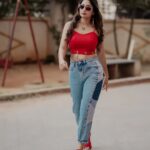 Bhanu Sri Mehra Instagram - She acts like summer ☀️ and walk like rain 🌧 📸: @manoj_gangula Make up : @shrad_dhamakeovers Hairstyle: @shrad_dhamakeovers #instalove #newclick #newlooks #selflove #bepositive #redandblue #bhanusree🔥❤️ #hybridpilla #instagram