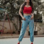 Bhanu Sri Mehra Instagram - She acts like summer ☀️ and walk like rain 🌧 📸: @manoj_gangula Make up : @shrad_dhamakeovers Hairstyle: @shrad_dhamakeovers #instalove #newclick #newlooks #selflove #bepositive #redandblue #bhanusree🔥❤️ #hybridpilla #instagram
