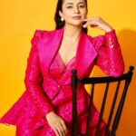 Divyanka Tripathi Instagram - Spicing it up with Pink Paprika!🌶 Hot pink outfit: @ranbirmukherjeeofficial Sassy jewelry: @aquamarinejewelry Styled by: @stylebysugandhasood @teamsugandhasood Assisted by: @styleitupwithmicheala @vibhutistyles Makeup: @sharukh_rocks902 Hair: @Karan_nakoli