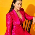 Divyanka Tripathi Instagram - Spicing it up with Pink Paprika!🌶 Hot pink outfit: @ranbirmukherjeeofficial Sassy jewelry: @aquamarinejewelry Styled by: @stylebysugandhasood @teamsugandhasood Assisted by: @styleitupwithmicheala @vibhutistyles Makeup: @sharukh_rocks902 Hair: @Karan_nakoli