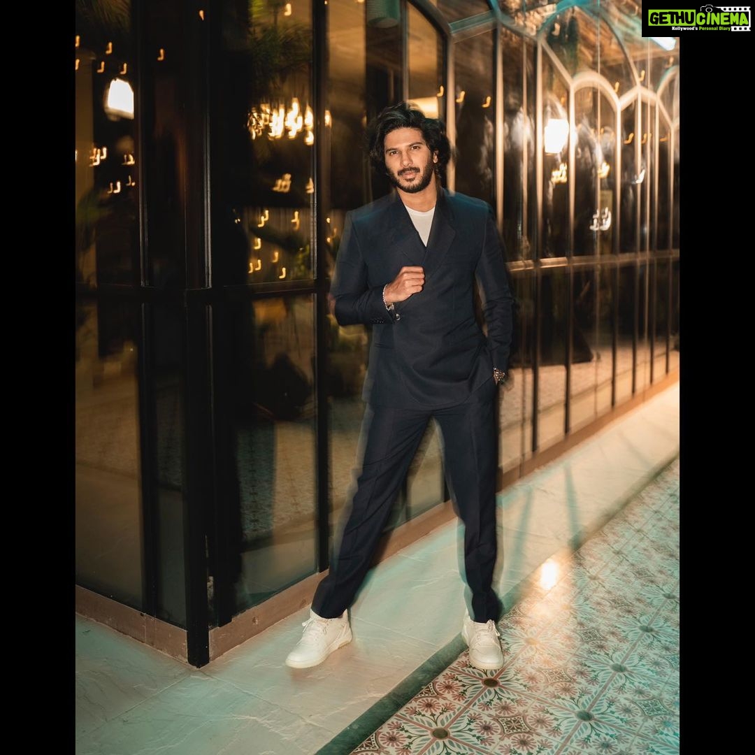 Dulquer Salmaan Instagram - Can Stand it 😎 Costume stylist @harmann_kaur_2.0 Outfit @dior Shoes @off_white Hairstylist @saurabhbhatkar Make up @av_ratheeshcinema 📸 @_psudo_ Management @vaishalib2907 #flewcrosscountryforthis #funtimeswerehad #windingdown