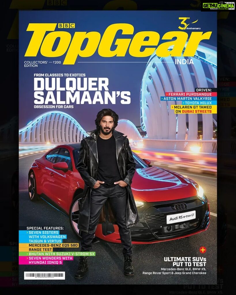 Dulquer Salmaan Instagram - There are celebrities who love cars and then there’s Dulquer Salmaan. Even before he became an actor, he was a petrolhead in the truest sense of this term with a mission to acquire some of the rarest gems on wheels. As our third anniversary was approaching, we wanted to get someone on board who defines the word ‘Petrolhead’ and no other name came to mind other than @dqsalmaan ! And then, off we were to Dubai’s Autodrome circuit to hoon around in a Audi RS e-Tron GT with DQ riding shotgun. Apart from a very insightful and heartwarming conversation with the Supercharged Star, we have also compiled some of our most delicious stories to serve you with a true collectors’ edition. For very different reasons, the Aston Martin Valkyrie and the Ferrari Purosangue are two of the hottest cars on the planet and we have sampled them both! As far as adventurous roadtrips are concerned, we took the Hyundai Ioniq 5 on a monumental roadtrip, covering 6500km to unravel the seven wonders of India. Two-wheeled voyage includes our Pursuit of Happyness to the Kingdom of Bhutan, astride the capable Suzuki V-Strom SX. And how could we forget about the two Volkswagens which went on a roadtrip to cover all the seven north-eastern states of India to bring out a terrific story. But wait, there’s a lot more that you can feast your eyes and senses upon in our latest, 3rd Anniversary issue which has gone live on Magzter. Link is in our stories! . Editor & Publisher @ramesh_somani 📍@visit.dubai In Frame @audi.in RS E- Tron GT Photographer - @browning_hill Stylist - @Harman_Kaur_2.0 #Topgear #TopGearIndia #TGClan #DulquerSalmaan #DQSalmaan #Dubai #Autodrome #AudiIndia #Audi #AudiRSeTronGT #RSetrongt #audietron #racetrack #celebrity #actor #Petrolhead #carsofinstagram #carswithoutlimits