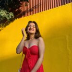 Esther Anil Instagram - Please get used to this yellow wall cus the dress was too pretty the light was too good and I was feeling too amazing So my best friend clicked too many pictures 😬 Pondicherry