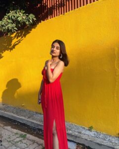 Esther Anil Instagram - Please get used to this yellow wall cus
the dress was too pretty 
the light was too good 
and I was feeling too amazing
So my best friend clicked too many pictures 😬