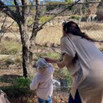 Evelyn Sharma Instagram - This is what most of the zoo visit looked like: trying to catch my wild toddler and wiping snotty winter noses… 😅 but the way her little face lights up when seeing a giraffe 🥰 it’s everything! #momlife #momlifebelike #lifewithatoddler #torongazoo #bestdayever