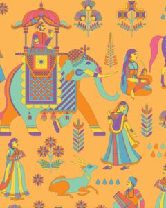 Girija Oak Instagram - @thequirkbox x @jayeshsachdev x @girijaoakgodbole 💙💛🧡♥️ #WearableArt #ArtPrint #IndianRoyalty #saree #sareelove #MoreArtLessFashion #QuirkBox