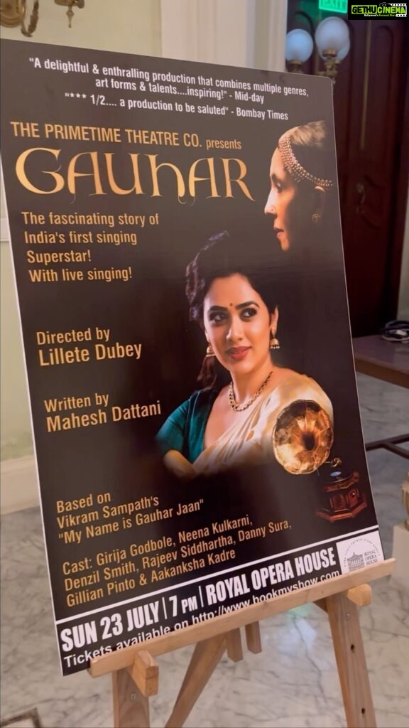 Girija Oak Instagram - The past week has been by far the most exciting, eventful, scary and fulfilling one I have ever experienced because Gauhar came into my life! 'Gauhar Jaan' was a legendary singer, performer of the early 19th century who broke a glass ceiling by being the first voice ever to be recorded on a wax record. She was truly a remarkable singer, composer and songwriter. I am so glad @lilletedubeyofficial decided to tell her story on stage and @neenakulkarni thought of suggesting my name for the part. Playing Gauhar Jaan has been an absolute honour. Cannot wait to go back on stage as her again. See you on the other side of the curtain 💗