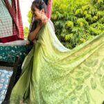Girija Oak Instagram - 🍀 Bringing in my favourite season with my favourite people. Who, besides being absolutely gorgeous women are also my personal cheerleaders, mood enhancers, partners in insanity, ace photographers while holding my pallu for added drama and such posers! 📷 by @sakheeg and endless giggles courtesy @sayalee_marathe What would I do without you two!? Missing other didis @juililimaye and @waditi 🥹 Also, wearing this cotton mix saree block printed by none other than @blocksandmore (Akshara meri jaan) #100sareepack (that never ends!) Saree no. 76 #monsoon #monsoonsoon #thankyouforreadingallofmytags