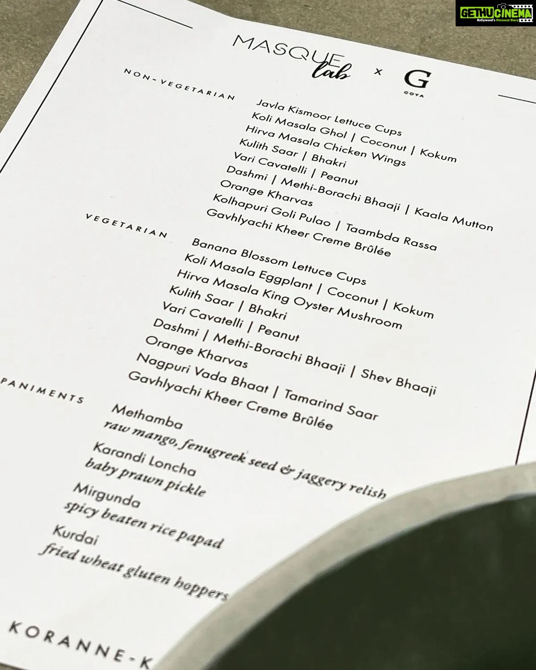 Girija Oak Instagram - @suhrudgodbole and I had the most amazing dining experience at @masquerestaurant thanks to @skoranne 's refreshing take on Maharashtrian food. Everything put on our plates was equal amounts exciting and familiar. Some mirgund, kurdai, dashmya, kharvas and kulith soup for my soul š P.S. she does a bunch of pop ups. Please follow her and find one that you can attend. Thank me later.